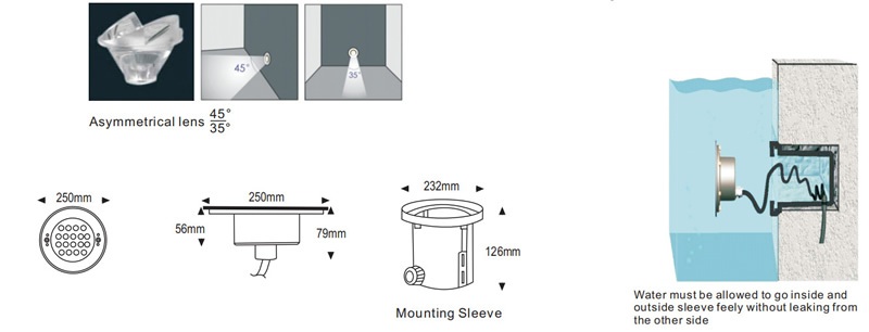 led swimming pool light Dimension drawing